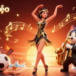 Read tỷ lệ kèo updates while enjoying a dynamic sports betting scene featuring vibrant colors and lively characters.
