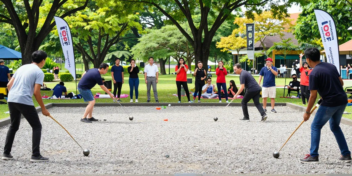 Community petanque game at FOPI Kota Tomohon, showcasing competitive spirit and team camaraderie.