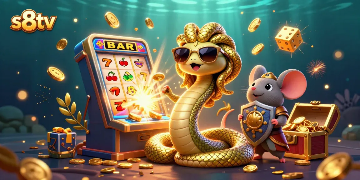 Experience the excitement of slots and jackpots with s8tv in this vibrant 3D casino scene.
