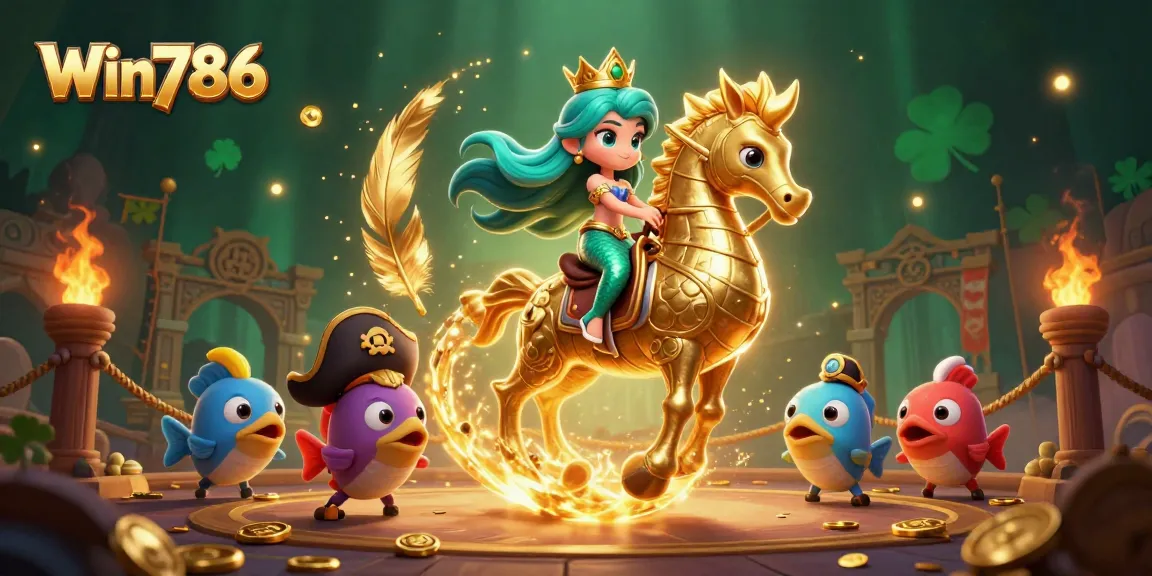 Experience the excitement of Win786 with colorful characters and vibrant casino elements.