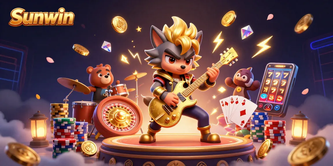 Experience thrilling gaming action at Sunwin with dynamic scenes of casino excitement and lavish winnings.