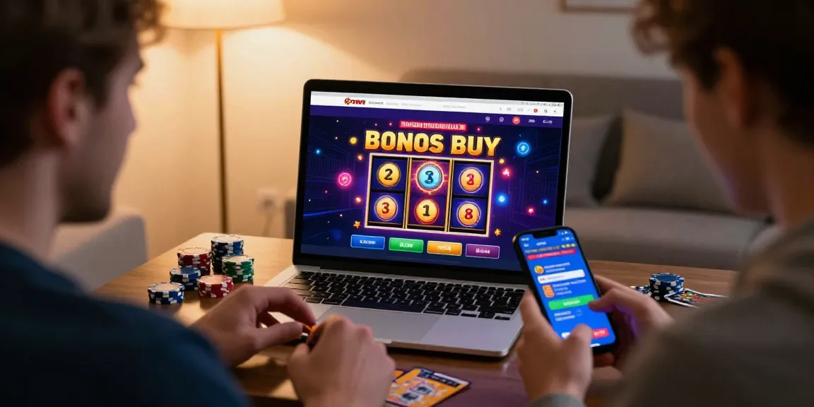 Engaged player exploring crownnorthill.co.uk with exciting bonus buy slots on laptop in cozy home setting.