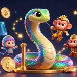 Join the excitement at LUCKY88 with a vibrant 3D casino illustration showcasing cryptocurrency elements and magical characters.