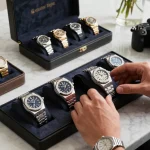 Showcasing super clone watches in a luxurious display with elegant timepieces and accessories.