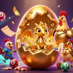 Engage with lucky88's vibrant golden dragon and dynamic lottery elements in a casino-themed masterpiece.