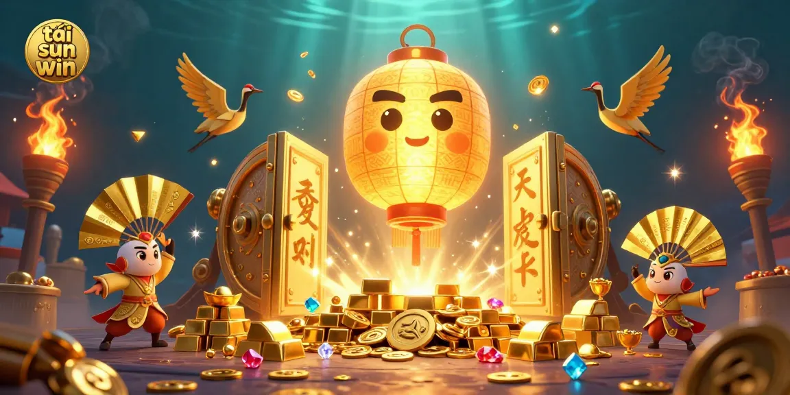 Players can tải sun win and explore a vibrant casino filled with golden treasures, characters, and gaming elements.