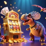 Experience thrilling action at kjctop with a pachycephalosaurus winning a jackpot, surrounded by exciting casino elements.