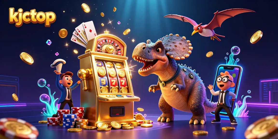 Experience thrilling action at kjctop with a pachycephalosaurus winning a jackpot, surrounded by exciting casino elements.
